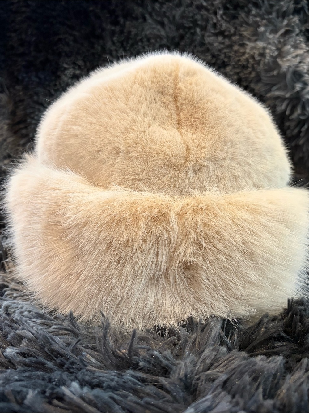 Luxury Women's Faux Fur Hat in Beige